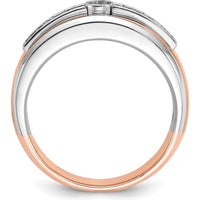 14K Two-Tone White and Rose Gold Men's Diamond Ring with Round 1/5 Carat Diamond by IBGoodman