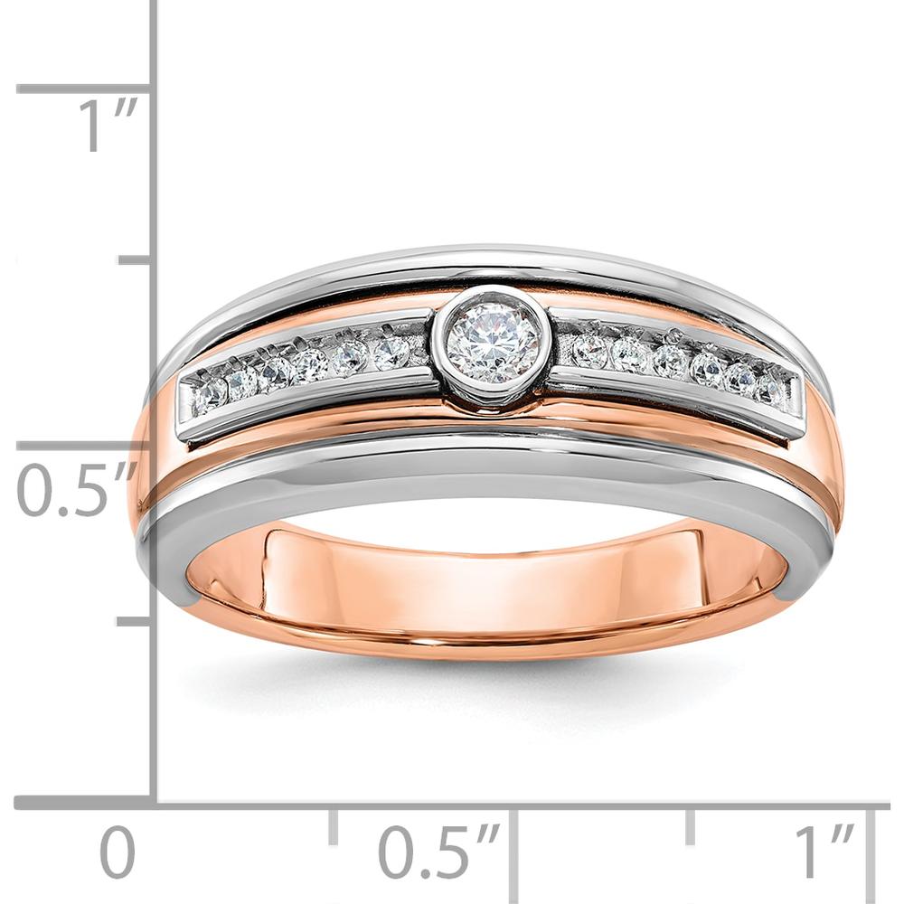 14K Two-Tone White and Rose Gold Men's Diamond Ring with Round 1/5 Carat Diamond by IBGoodman