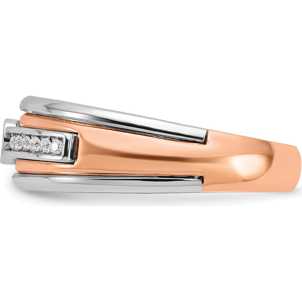 14K Two-Tone White and Rose Gold Men's Diamond Ring with Round 1/5 Carat Diamond by IBGoodman