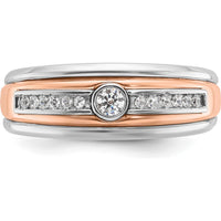 14K Two-Tone White and Rose Gold Men's Diamond Ring with Round 1/5 Carat Diamond by IBGoodman