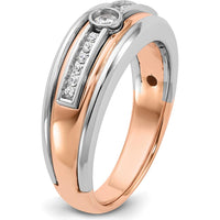 14K Two-Tone White and Rose Gold Men's Diamond Ring with Round 1/5 Carat Diamond by IBGoodman