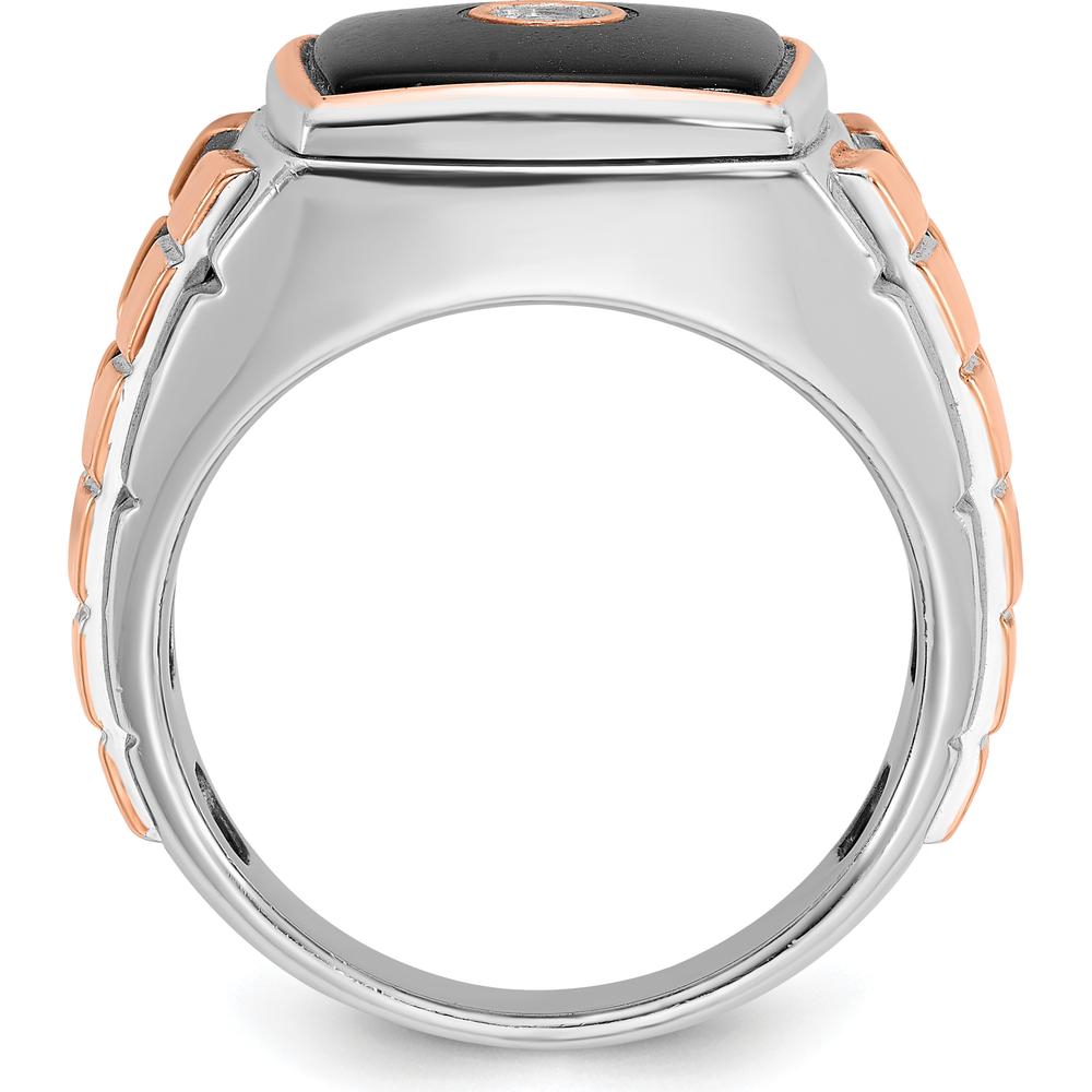 14K Two-Tone White and Rose Gold Men's Onyx and Diamond Ring - 0.20 Carats Diamond Weight by IBGoodman