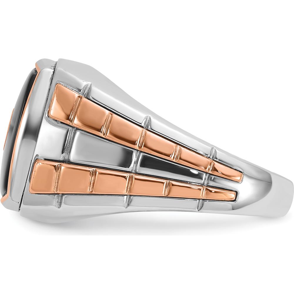 14K Two-Tone White and Rose Gold Men's Onyx and Diamond Ring - 0.20 Carats Diamond Weight by IBGoodman