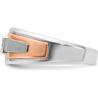 14K Two-Tone White and Rose Gold Men's Satin Band with Diamond Mounting by IBGoodman
