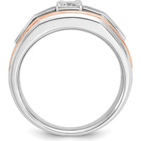14K Two-Tone White and Rose Gold Men's Satin Diamond Ring - 0.35 Carats Total Diamond Weight by IBGoodman