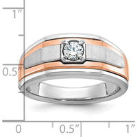 14K Two-Tone White and Rose Gold Men's Satin Diamond Ring - 0.35 Carats Total Diamond Weight by IBGoodman