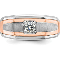 14K Two-Tone White and Rose Gold Men's Satin Diamond Ring - 0.35 Carats Total Diamond Weight by IBGoodman