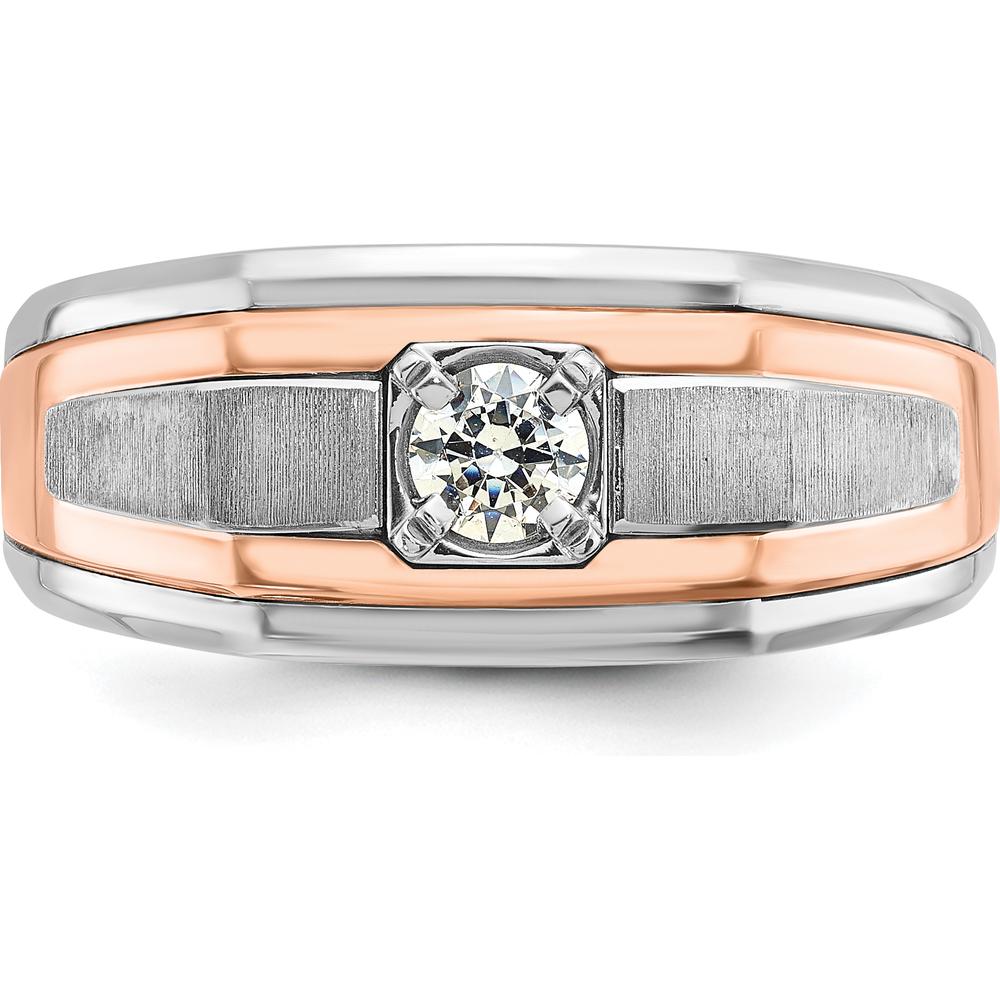 14K Two-Tone White and Rose Gold Men's Satin Diamond Ring - 0.35 Carats Total Diamond Weight by IBGoodman