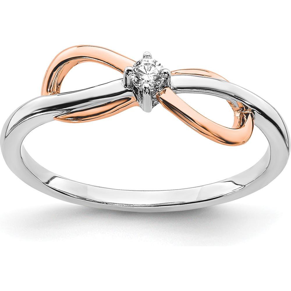 14K Two-Tone White & Rose Gold Polished Infinity Diamond Ring with 0.05 Carat Round Diamond by 0