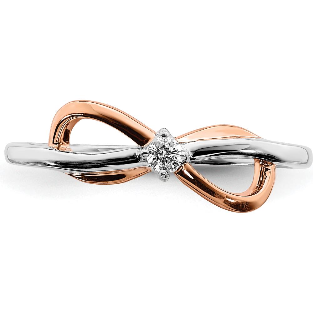 14K Two-Tone White & Rose Gold Polished Infinity Diamond Ring with 0.05 Carat Round Diamond by 0