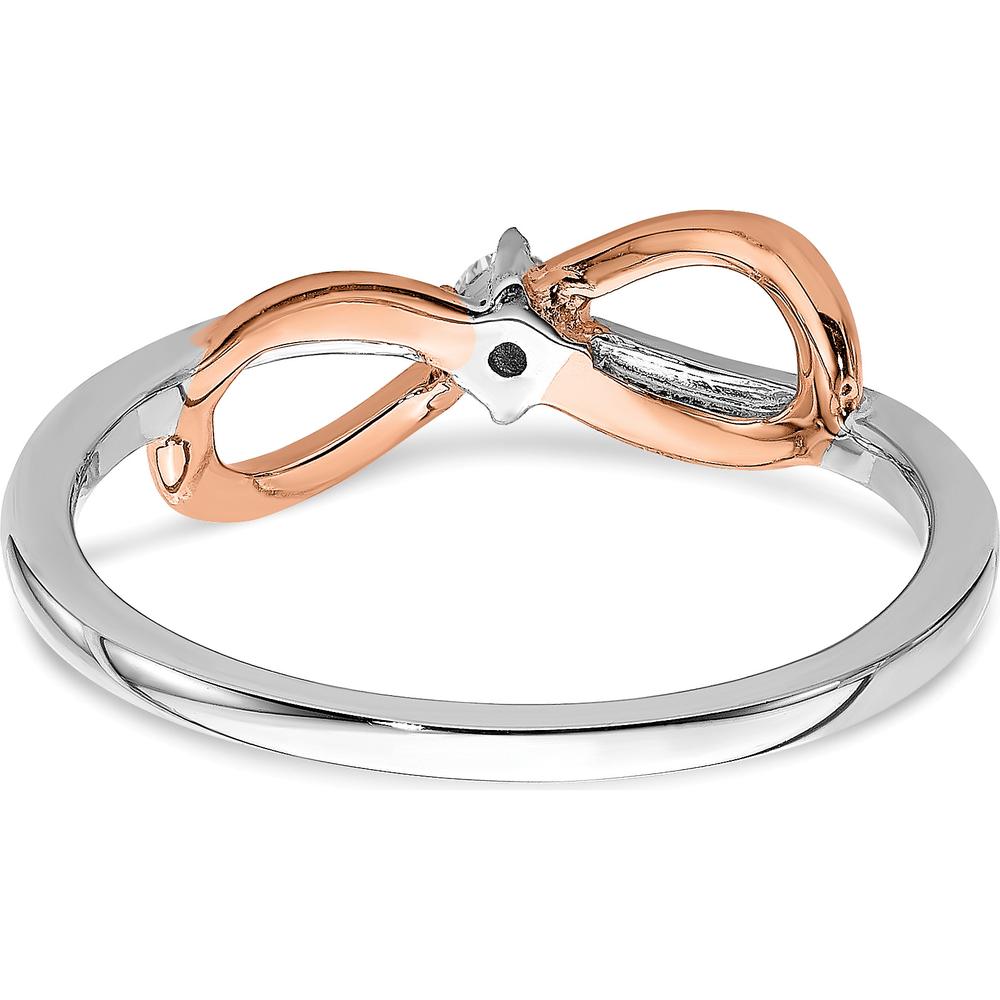 14K Two-Tone White & Rose Gold Polished Infinity Diamond Ring with 0.05 Carat Round Diamond by 0