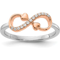 14K Two-Tone White & Rose Gold Polished Infinity Hearts Diamond Ring - 0.06 Carat Total Diamond Weight by 0