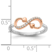 14K Two-Tone White & Rose Gold Polished Infinity Hearts Diamond Ring - 0.06 Carat Total Diamond Weight by 0