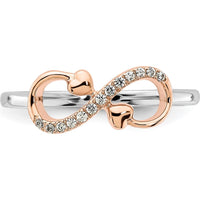 14K Two-Tone White & Rose Gold Polished Infinity Hearts Diamond Ring - 0.06 Carat Total Diamond Weight by 0