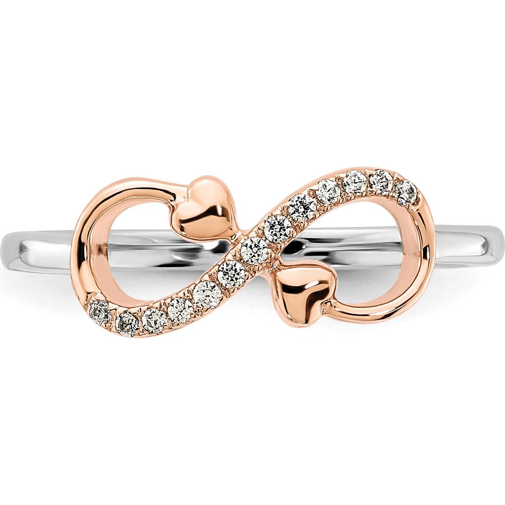 14K Two-Tone White & Rose Gold Polished Infinity Hearts Diamond Ring - 0.06 Carat Total Diamond Weight by 0