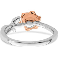 14K Two-Tone White and Rose Gold Ruby and Diamond Flower Ring - 0.09 Carat Ruby, 0.04 Carat Total Diamond Weight by 0