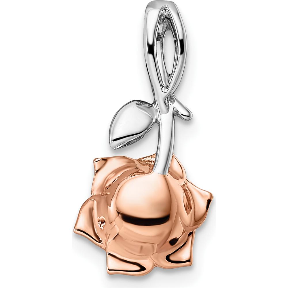 14K Two-Tone White and Rose Gold Ruby Flower Pendant - 0.15 Carat Ruby by Oro Pregiato