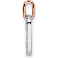 14K Two-Tone White and Rose Gold Small Dog Tag Pendant with Heart Diamond - 0.14 Carat Total Diamond Weight by Oro Pregiato