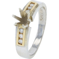 14K Two-Tone White & Yellow Gold Semi - Mount Ring with 0.25 Carat Total Diamond Accents