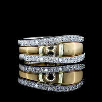 14K Two-Tone White & Yellow Gold Special Ring with 46 Round Brilliant Lab Diamond Prong Set Stones - 0.47 Carat Total Diamond Weight - Covaloro Fine Jewelry