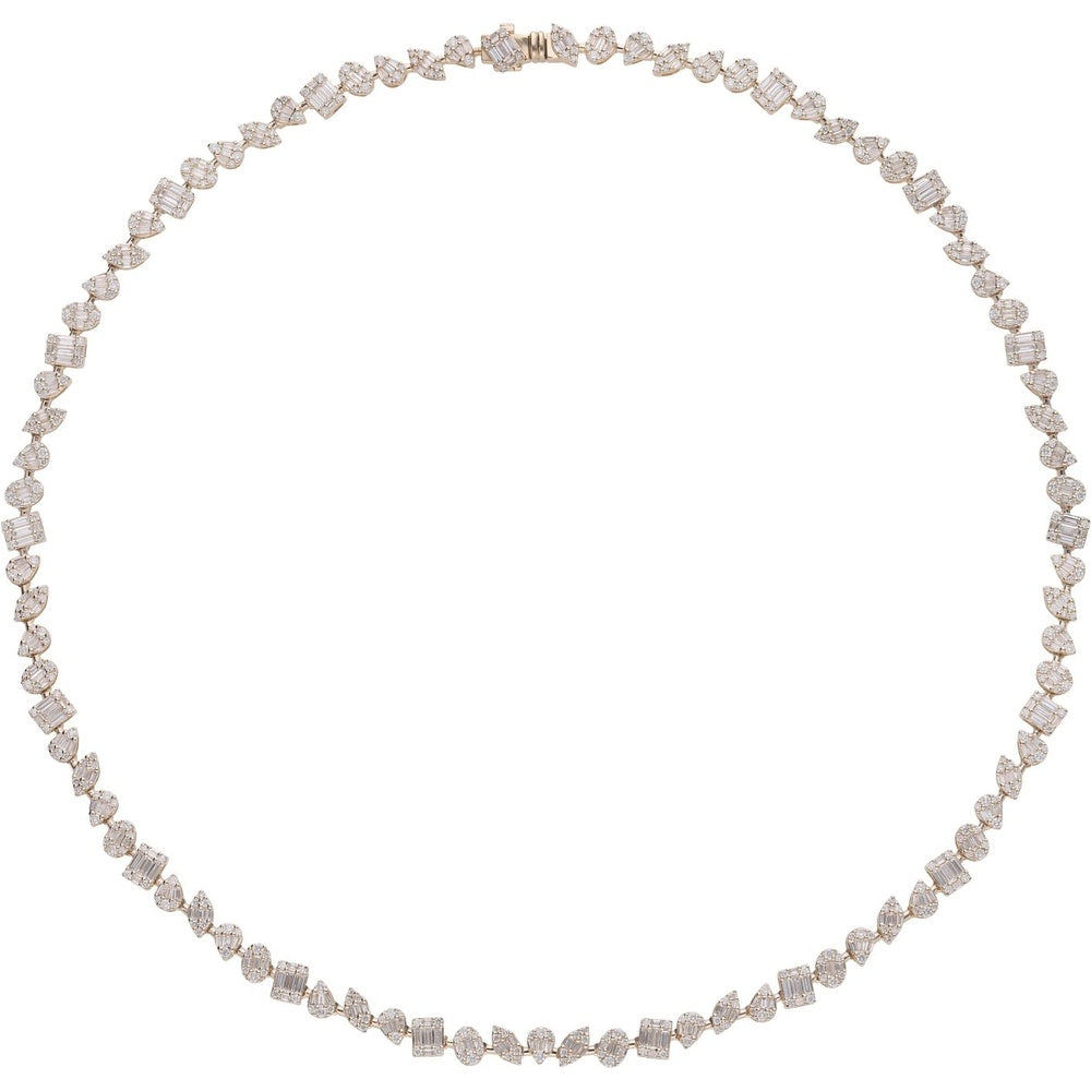 14K Two-Tone White and Yellow Gold Station Necklace with Bezel Set Diamonds - 5.08 Carat Total Diamond Weight by Auriventus