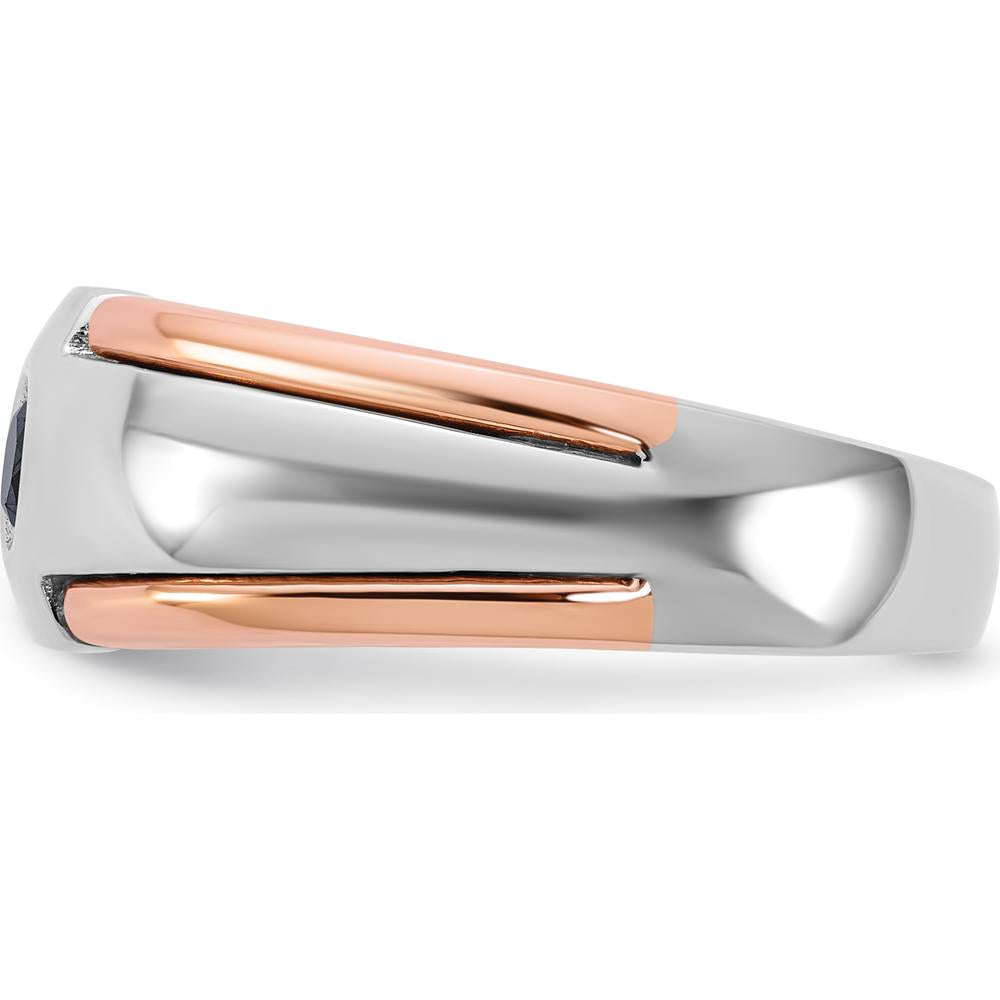 14K Two-Tone White/Rose Gold Men's 1/4 Carat Black Diamond Ring - 0.25 Carats Total Diamond Weight by IBGoodman