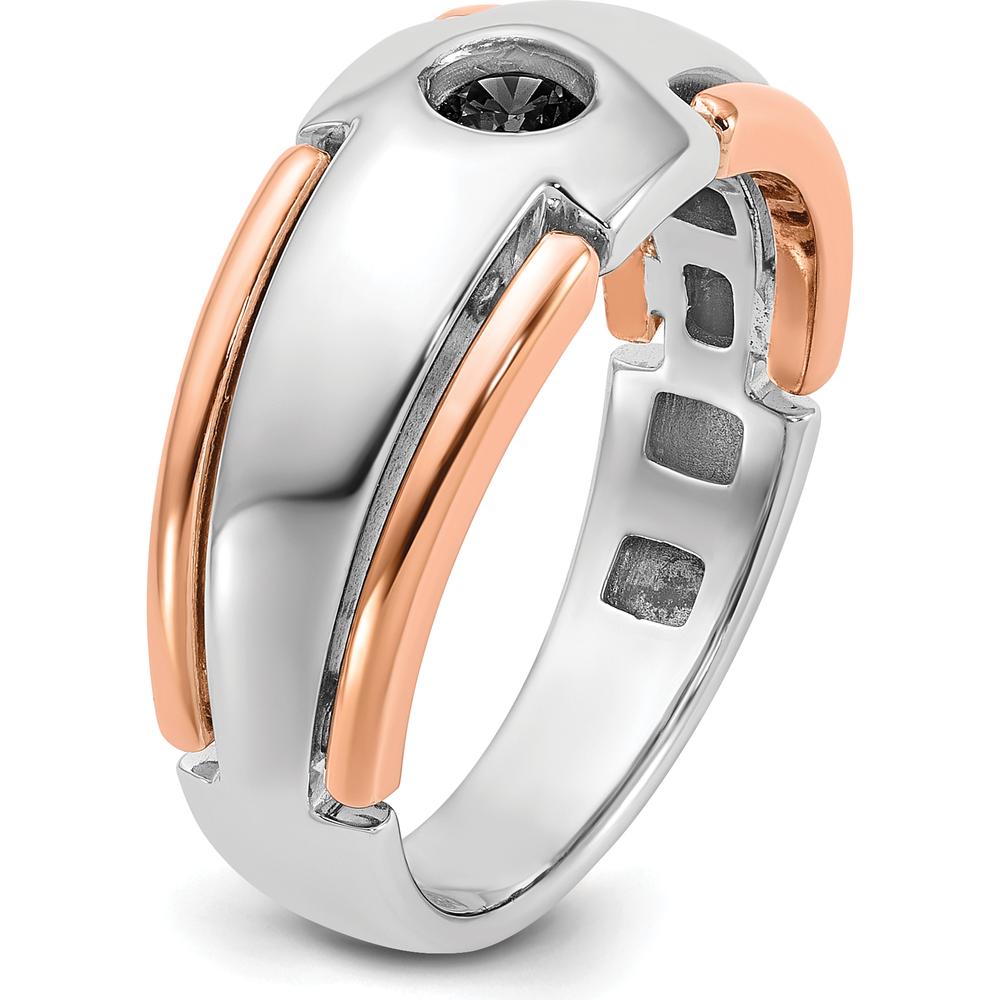 14K Two-Tone White/Rose Gold Men's 1/4 Carat Black Diamond Ring - 0.25 Carats Total Diamond Weight by IBGoodman