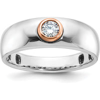 14K Two-Tone White/Rose Gold Men's Diamond Ring - 0.25 Carats Round Faceted Diamond by IBGoodman