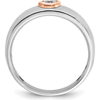 14K Two-Tone White/Rose Gold Men's Diamond Ring - 0.25 Carats Round Faceted Diamond by IBGoodman