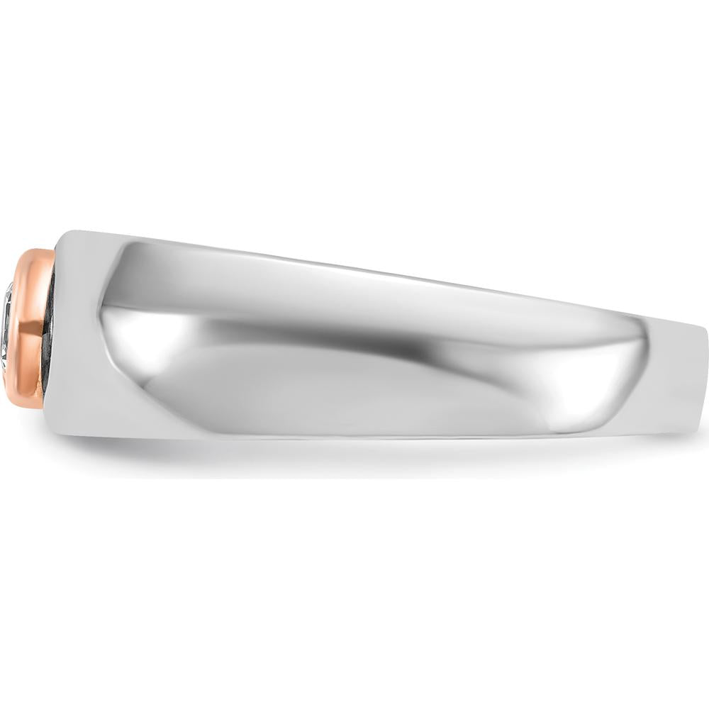 14K Two-Tone White/Rose Gold Men's Diamond Ring - 0.25 Carats Round Faceted Diamond by IBGoodman