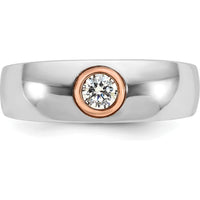 14K Two-Tone White/Rose Gold Men's Diamond Ring - 0.25 Carats Round Faceted Diamond by IBGoodman