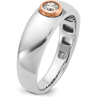 14K Two-Tone White/Rose Gold Men's Diamond Ring - 0.25 Carats Round Faceted Diamond by IBGoodman