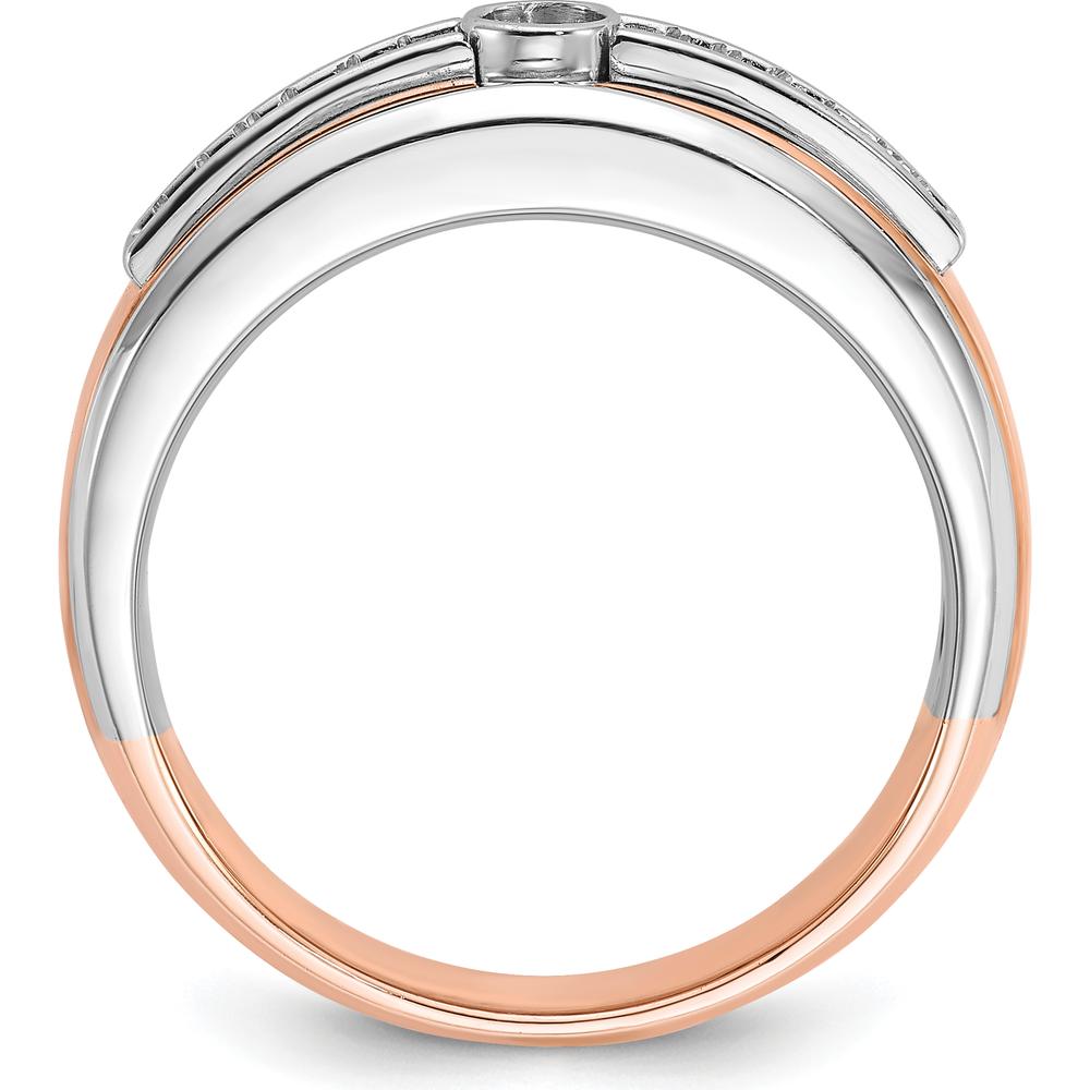 14K Two-Tone White/Rose Gold Men's Diamond Ring with Channel Set Round Brilliant Diamonds - 0.50 Carats Total Diamond Weight by IBGoodman