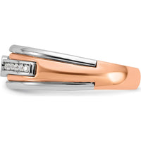 14K Two-Tone White/Rose Gold Men's Diamond Ring with Channel Set Round Brilliant Diamonds - 0.50 Carats Total Diamond Weight by IBGoodman