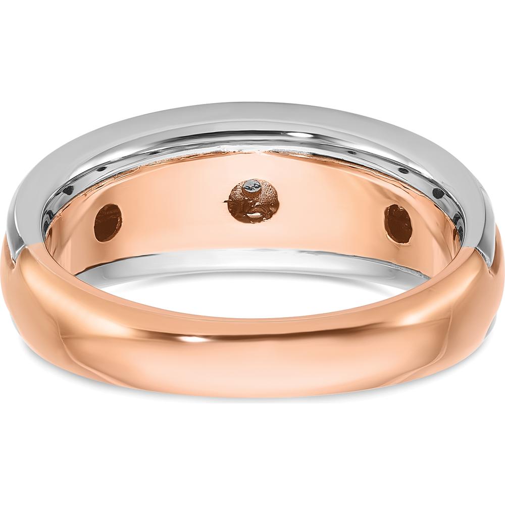14K Two-Tone White/Rose Gold Men's Diamond Ring with Channel Set Round Brilliant Diamonds - 0.50 Carats Total Diamond Weight by IBGoodman