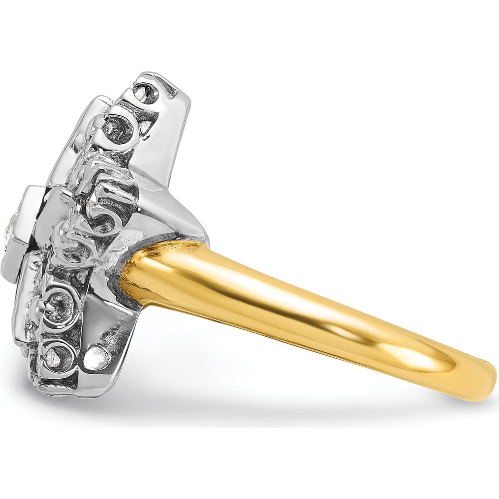 14K Two-Tone Women's Polished and Beaded Eastern Star Masonic Ring with Diamond Accent by IBGoodman
