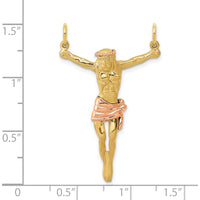 14K Two-Tone Yellow and Rose Gold Corpus Christ Pendant - 38mm Length by Oro Pregiato