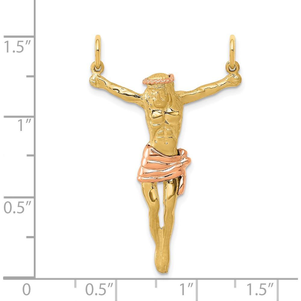 14K Two-Tone Yellow and Rose Gold Corpus Christ Pendant - 38mm Length by Oro Pregiato
