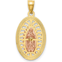 14K Two-Tone Yellow and Rose Gold Diamond-Cut Our Lady of Guadalupe Oval Charm - 26.25mm Length by Oro Pregiato