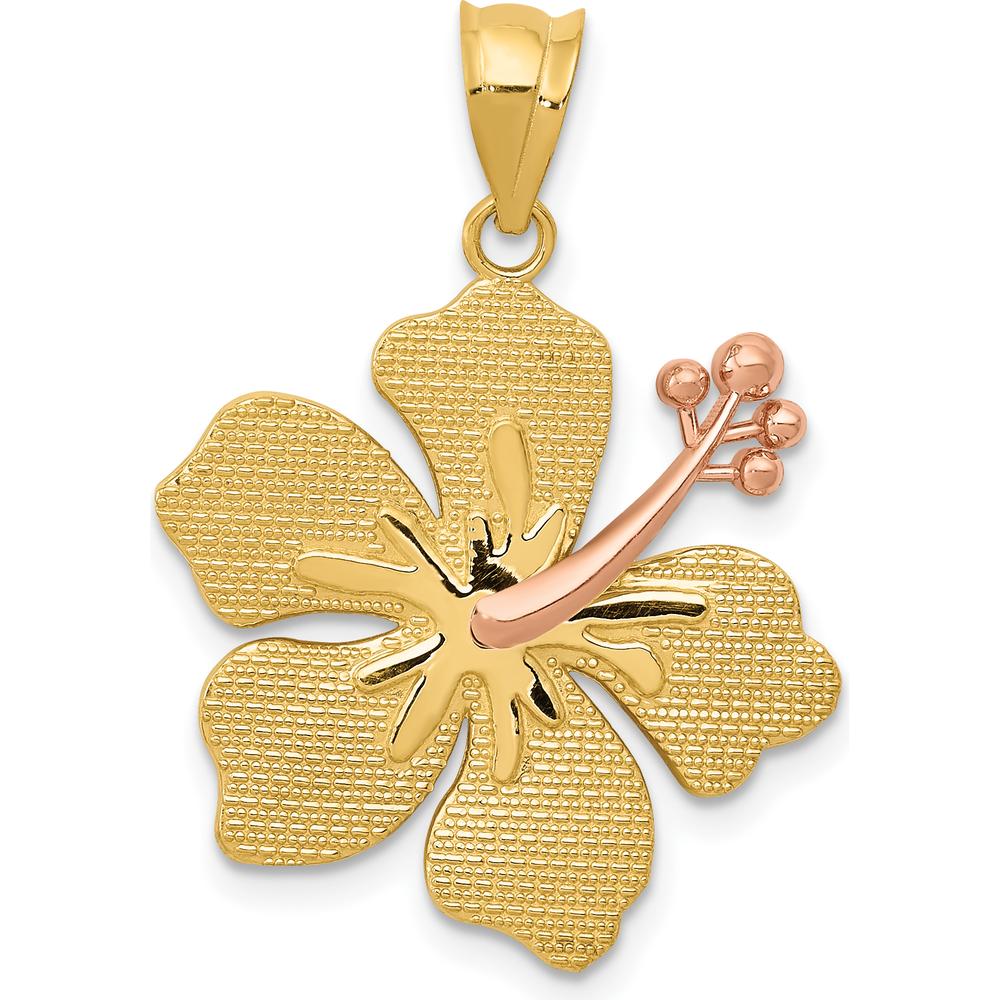 14K Two-Tone Yellow and Rose Gold Hibiscus Floral Charm - 22mm by Oro Pregiato
