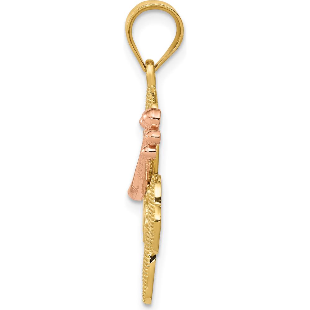14K Two-Tone Yellow and Rose Gold Hibiscus Floral Charm - 22mm by Oro Pregiato
