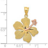 14K Two-Tone Yellow and Rose Gold Hibiscus Floral Charm - 22mm by Oro Pregiato