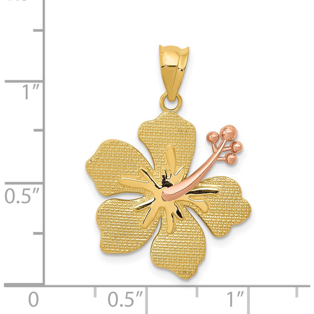 14K Two-Tone Yellow and Rose Gold Hibiscus Floral Charm - 22mm by Oro Pregiato