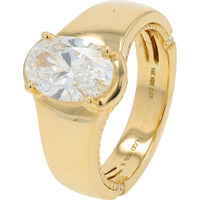 14K Two-Tone Yellow & White Gold 2.50 Carat Lab Grown Oval Diamond Bridal Set with Pavé Accents