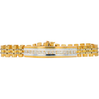 14K Two-Tone Yellow & White Gold 8.25" Men's Bracelet with 2.00 Carat Prong - Set Diamonds