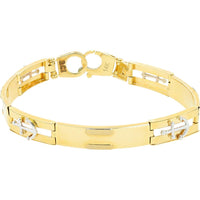 14K Two-Tone Yellow and White Gold Anchor Motif Bracelet - 13.25g