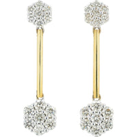 14K Two-Tone Yellow and White Gold Drop Earrings with 1.25 Carat Total Diamond Weight Floral Clusters