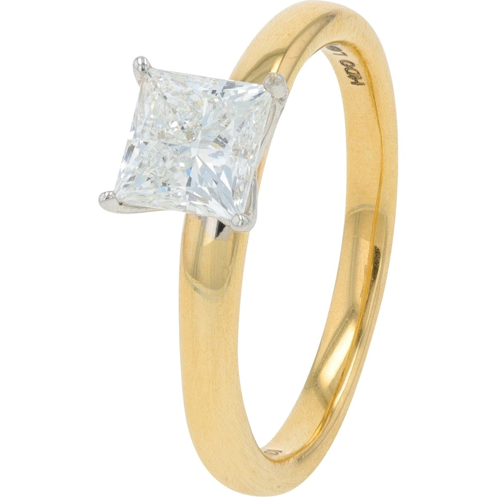 14K Two-Tone Yellow and White Gold Engagement Ring with Princess Cut Lab Grown Diamond - 1.00 Carat Total Weight