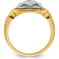 14K Two-Tone Yellow and White Gold Masonic Ring with Diamond Accent by IBGoodman