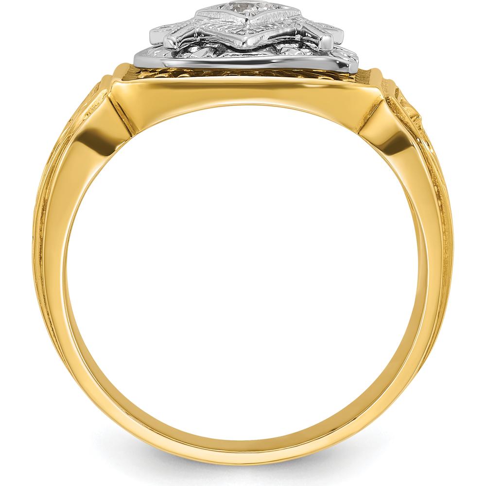 14K Two-Tone Yellow and White Gold Masonic Ring with Diamond Accent by IBGoodman